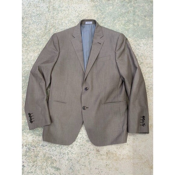 JF J Ferrar Blazer Jacket Men 40S BROWN Slim Fit Two Button Sport Coat Suit - Picture 1 of 7